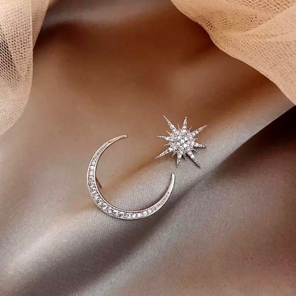 Urban Outfitters Jewelry - “Heavenly Dreamer” Star Crescent Moon Sun Galaxy/Space Bohemian Diamond Earrings